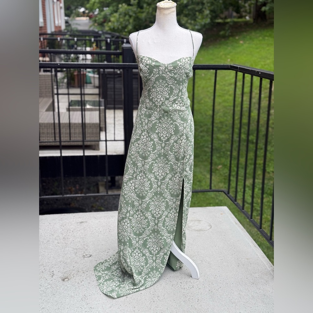 Abercrombie A&F Camille Tie-Back Maxi Dress - Green Floral Size XL